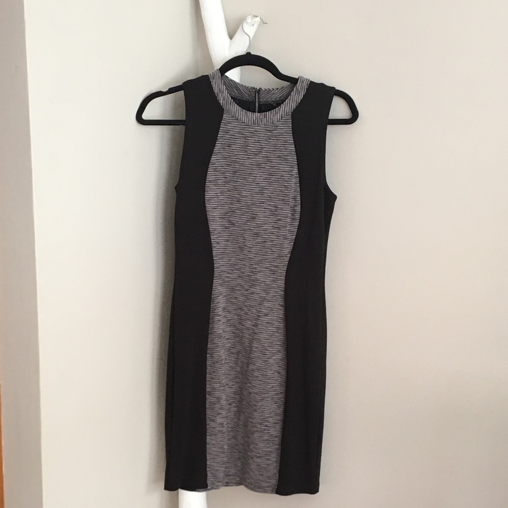 H&M black and grey fitted dress